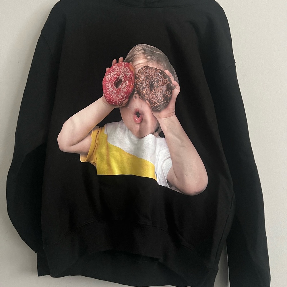 Acmé de La Vie ADLV BABY FACE HOODIE BLACK DONUT Size 1 Oversized Travis Scott